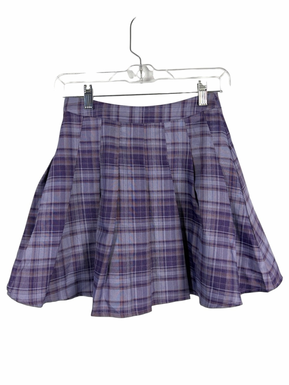ROMWE Purple Plaid Pleated Mini Skater Skirt XS Y2K Preppy Tennis Schoolgirl